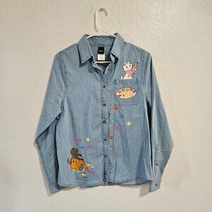 Women's Disney Aristocats Paint Theme Demin Shirt